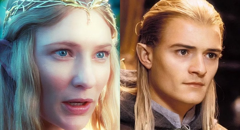 Cate Blanchett as Galadriel and Orlando Bloom as Legolas in The Lord of the Rings.New Line Cinema