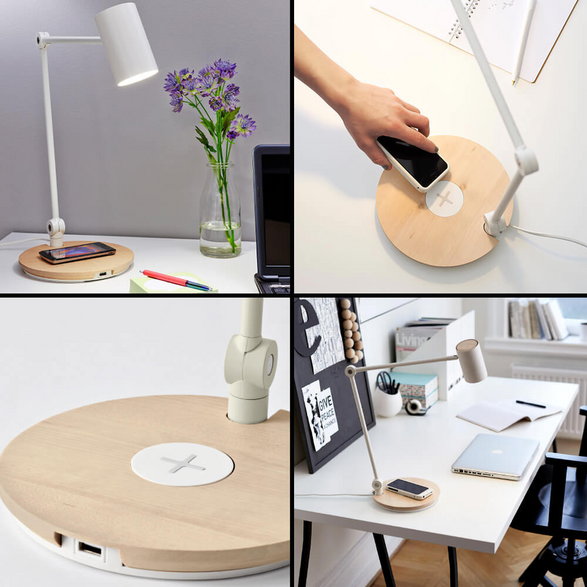 Jednym z wielofunkcyjnych akcesoriów może być lampka-ładowarka, proj. IKEA
