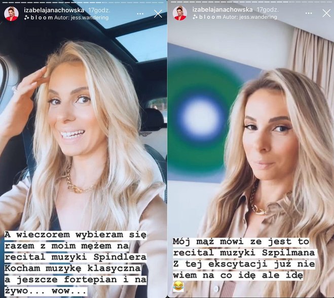 Instastory Izabeli Janachowskiej