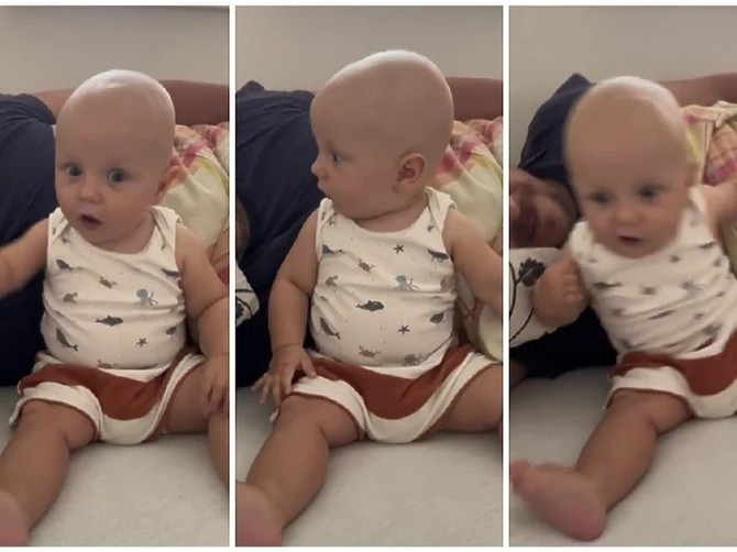 Reakcija bebe na tatino hrkanje