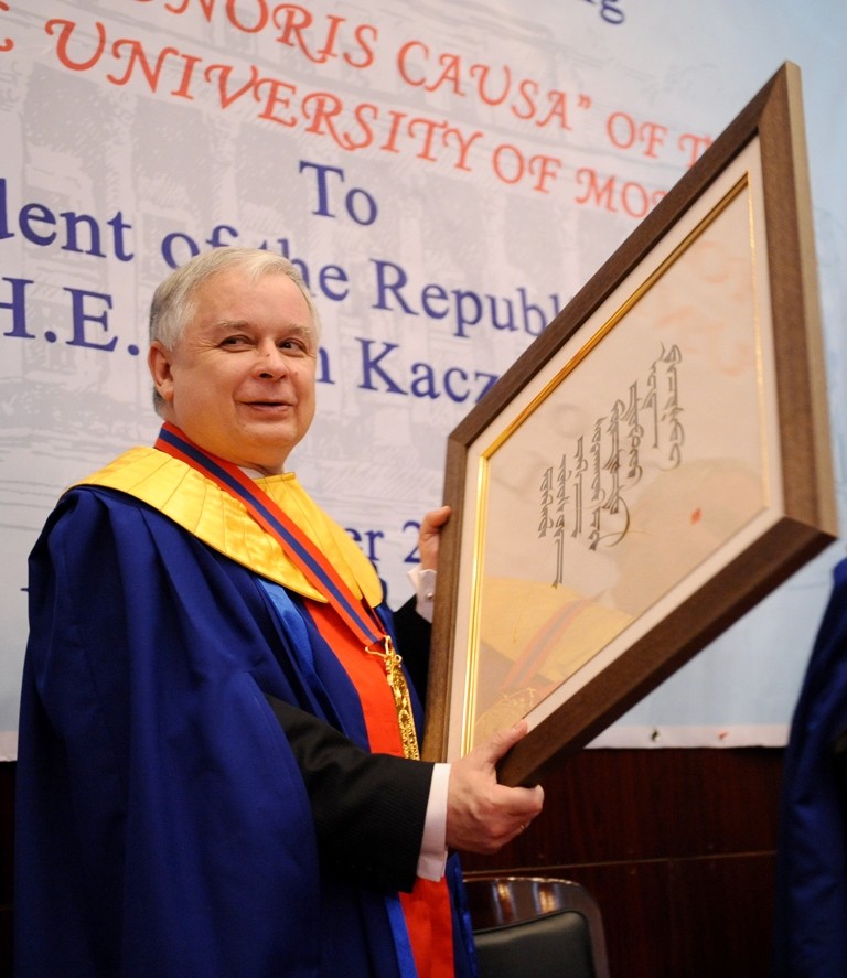 MONGOLIA PREZYDENT LECH KACZYŃSKI DOKTORAT HONORIS CAUSA