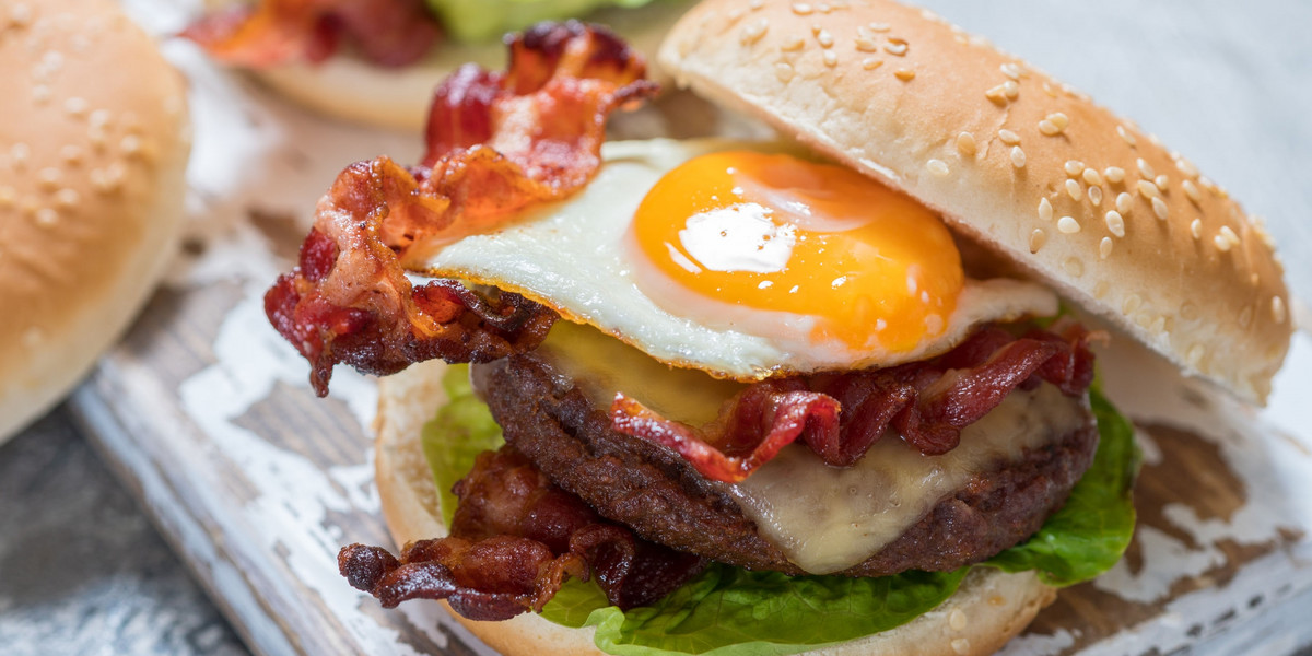 Bacon Burger with Egg Lettuce and Cheese