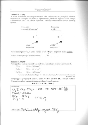 Matura z chemii - odpowiedzi do poziomu rozszerzonego
