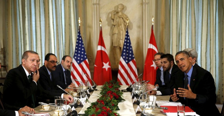 U.S. President Obama meets with Turkish President Erdogan at the U.S. ambassador's residence during the World Climate Change Conference 2015 in Paris