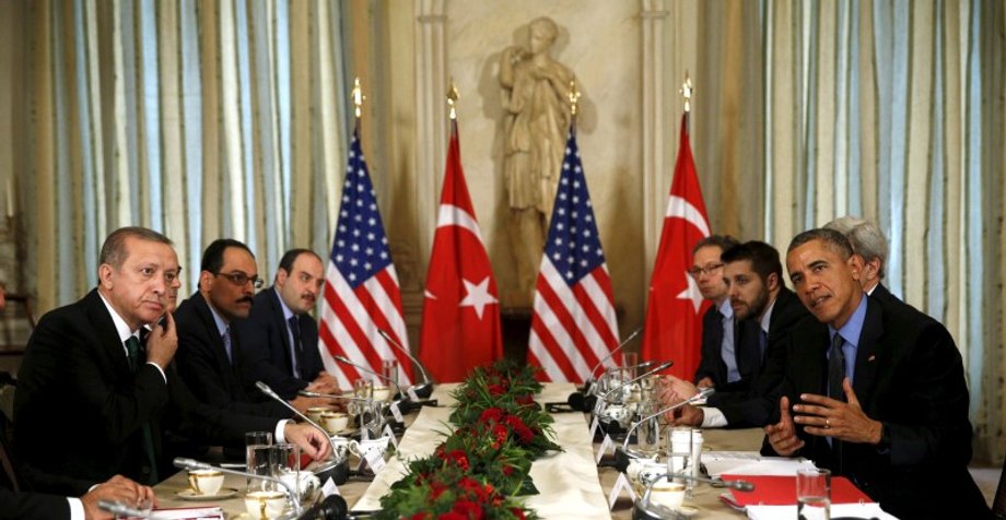 U.S. President Obama meets with Turkish President Erdogan at the U.S. ambassador's residence during the World Climate Change Conference 2015 in Paris