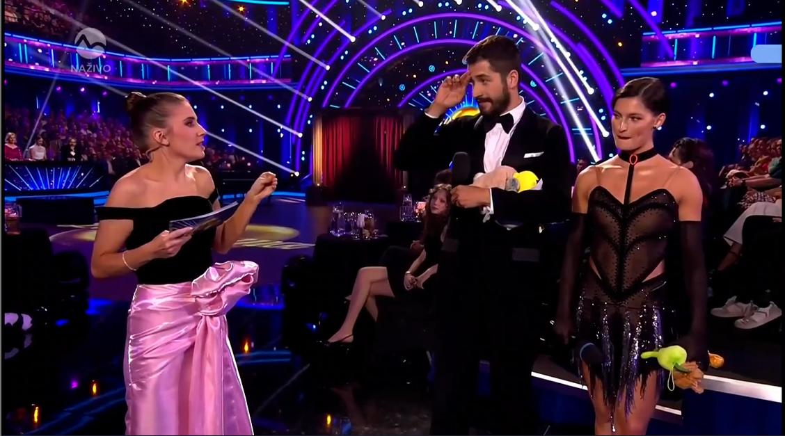 Deviate kolo 11. série tanečnej šou Let's Dance - moderátorka Jana Kovalčiková, Jakub Jablonský a Anička Riebauerová.