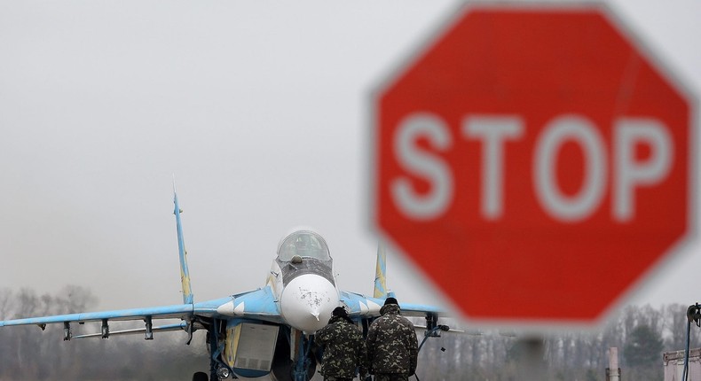 Ukrainian Air Force MiG-29 at a military airbase in Ukraine, November 23, 2016.