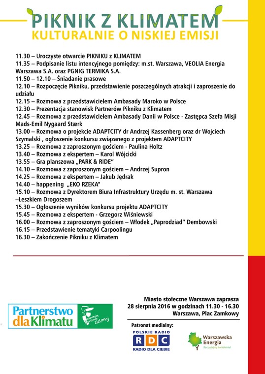 Szczegółowy program tegorocznego Pikniku z Klimatem