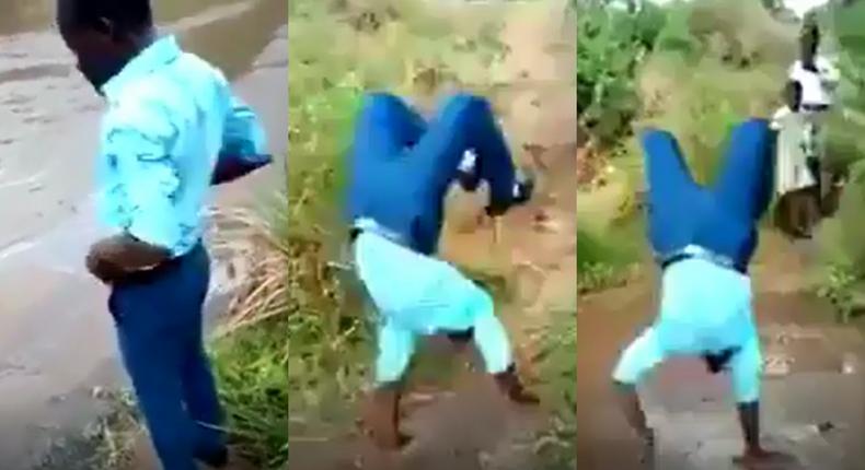 How a smartly dressed man chose to cross a river to avoid staining his nicely polished shoes (video)