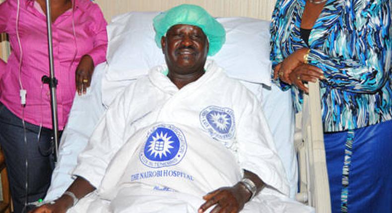 ODM Party Leader Raila Odinga with family after a past successful surgery