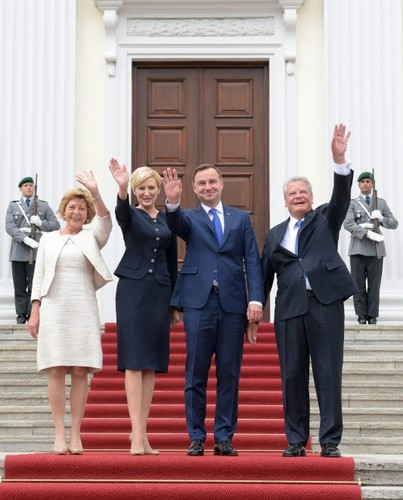 Daniela Schadt, Agata Kornhauser-Duda, Andrzej Duda i Joachim Gauck