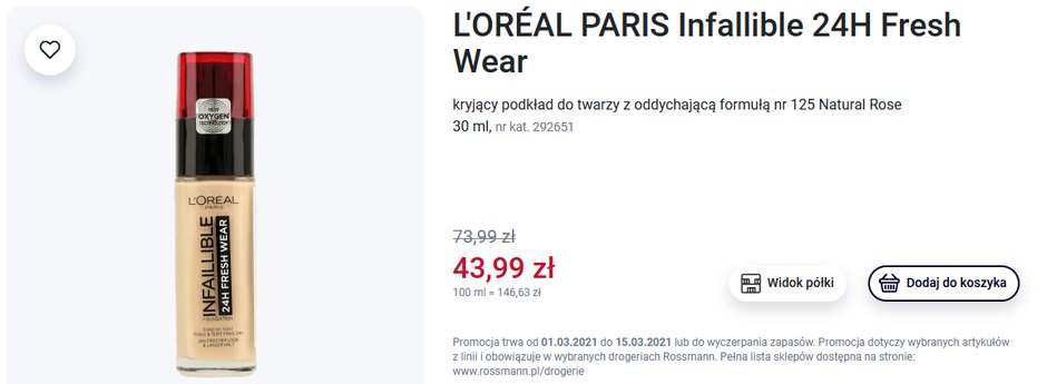 L'Oréal Paris Infaillible 24H Fresh Wear - kryjący podkład do twarzy z oddychającą formułą