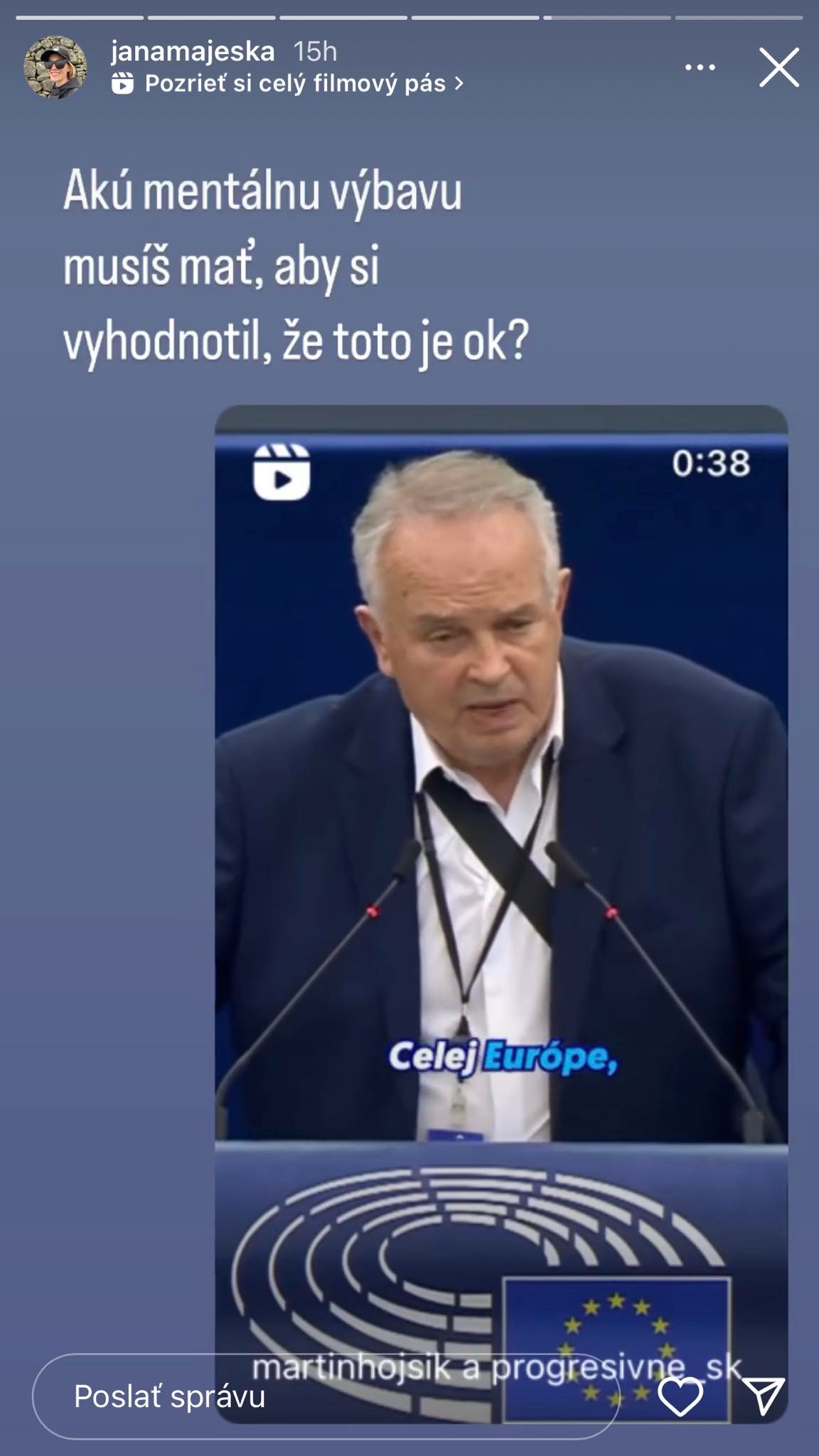 Na Radačovského vystúpenie v EP reagovala aj Jana Majeská.