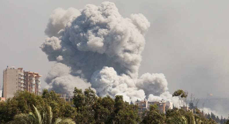 Smoke billows over southern Lebanon following Israeli strike on September 23, 2024.Aziz Taher/Reuters