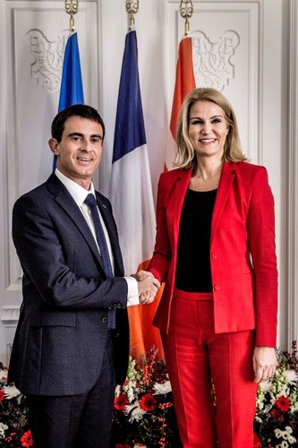 Premier Danii Helle Thorning-Schmidt i premier Francji Manuel Valls