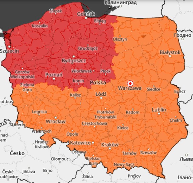 Ostrzeżenia IMGW przed silnym wiatrem