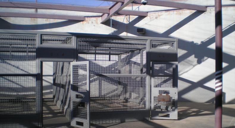 Exercise cages at the US Administrative Security Facility, or ADX Florence, in Florence, Colorado.