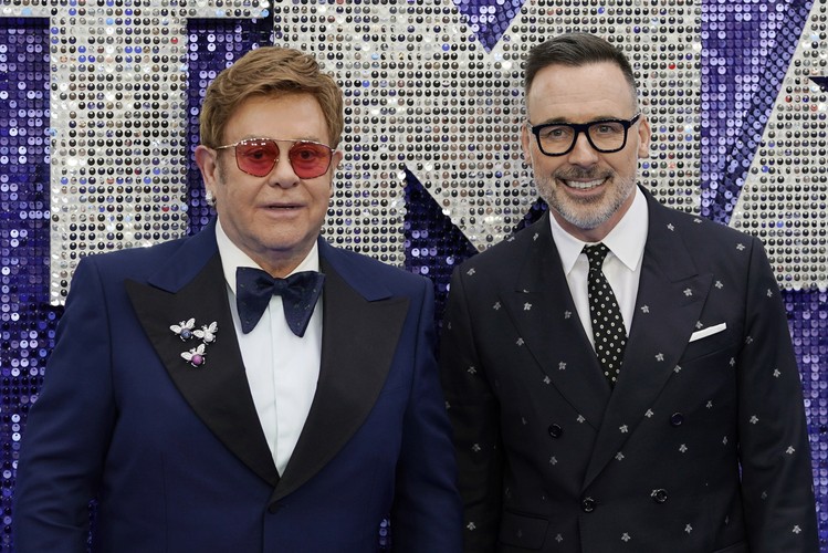 David Furnish oraz Elton John  na premierze filmu 'Rocketman'