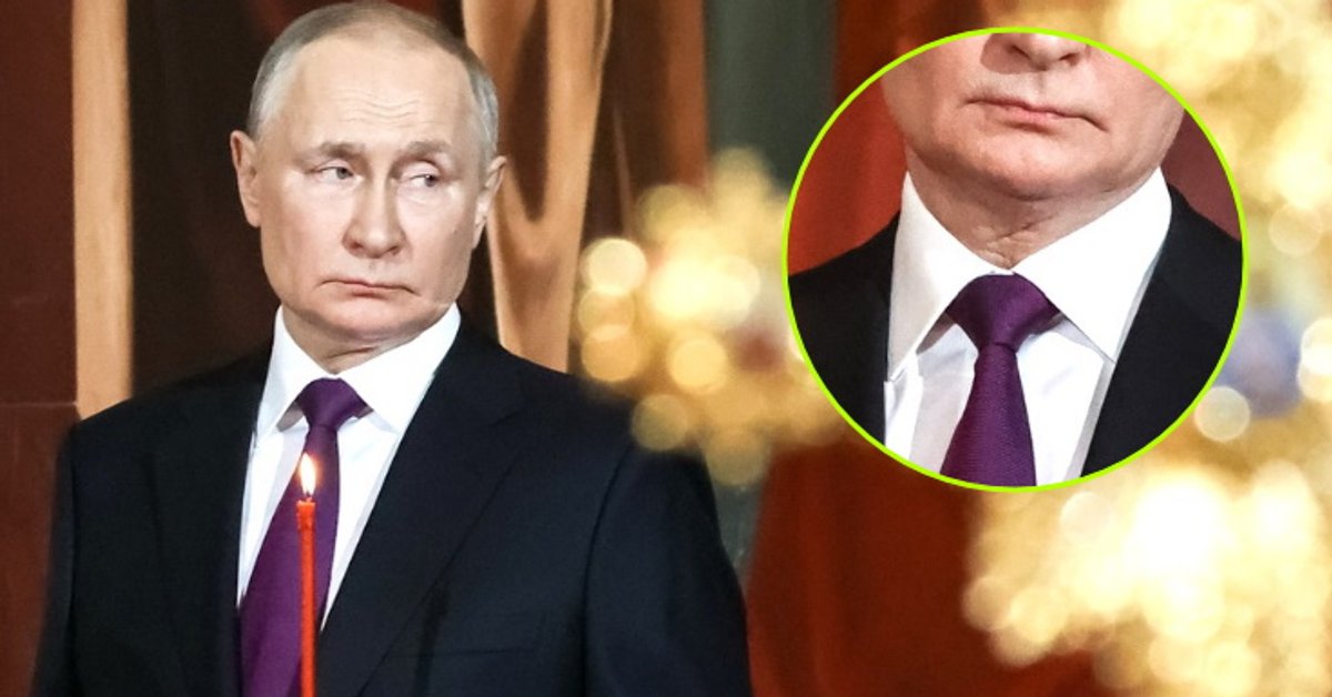 Putin a apărut în catedrală.  Observă-i gâtul