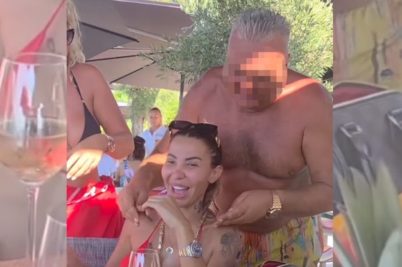STARIJI GOSPODIN JE KITI ZLATOM Aneli Ahmić letuje sa bogatašima, stavili joj oko vrata masivan ZLATAN LANAC I SKUPOCEN SAT: Ona ne ispušta čašu, smeje se na sav glas