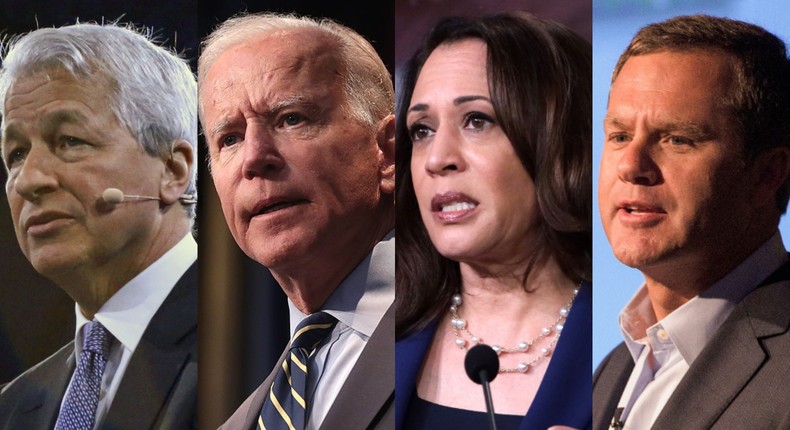 JPMorgan Chase CEO Jamie Dimon, President Joe Biden, Vice-president Kamala Harris, Walmart CEO Doug McMillon.