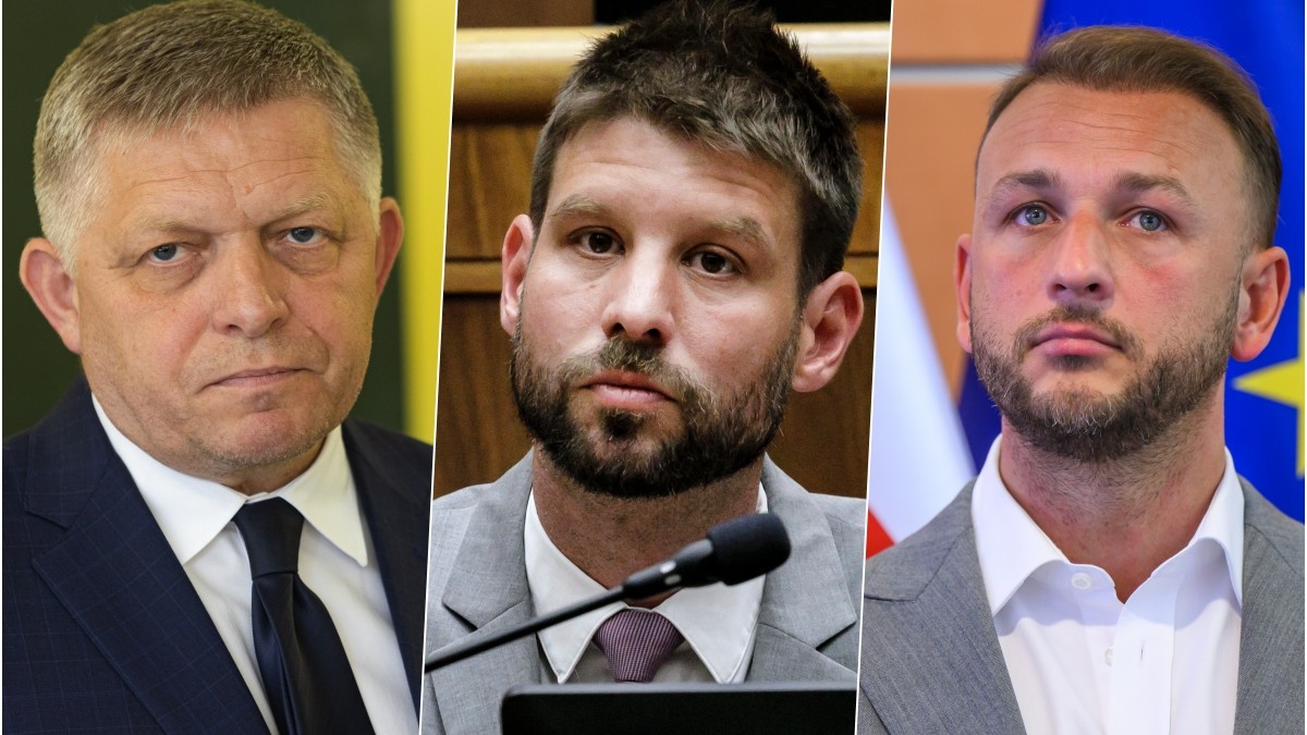 Robert Fico, Michal Šimečka a Matúš Šutaj Eštok.