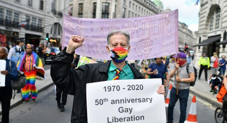 British gay rights activist Peter Tatchell jonied other veteran campaigners to mark the 50th anniversary of the founding of the London Gay Liberation Front