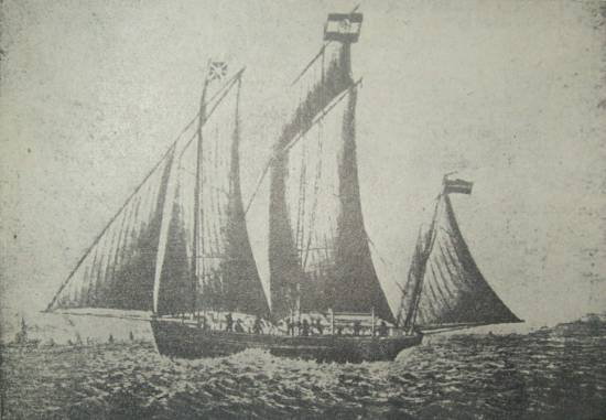 Statek Łucja-Małgorzata, na którym Stefan Szolc-Rogoziński wyruszył do Afryki („Wędrowiec” 1882 r., domena publiczna)