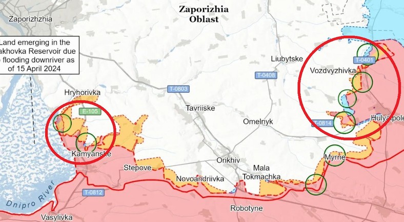 Obwód zaporoski. Rejony ukraińskich kontrataków