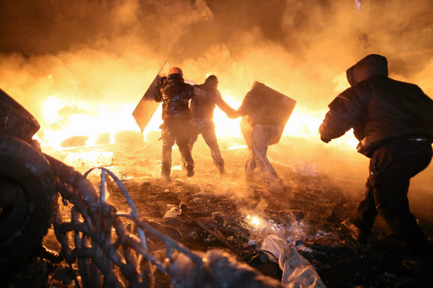 24.01.2014. Protestujący na Hruszewskiego w Kijowie. Fot. Agata Grzybowska/Agencja Gazeta