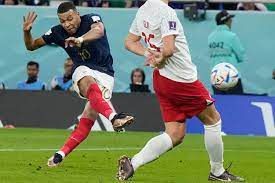 Mbappe scoring a wonderful goal for France against Poland to make it 3-0