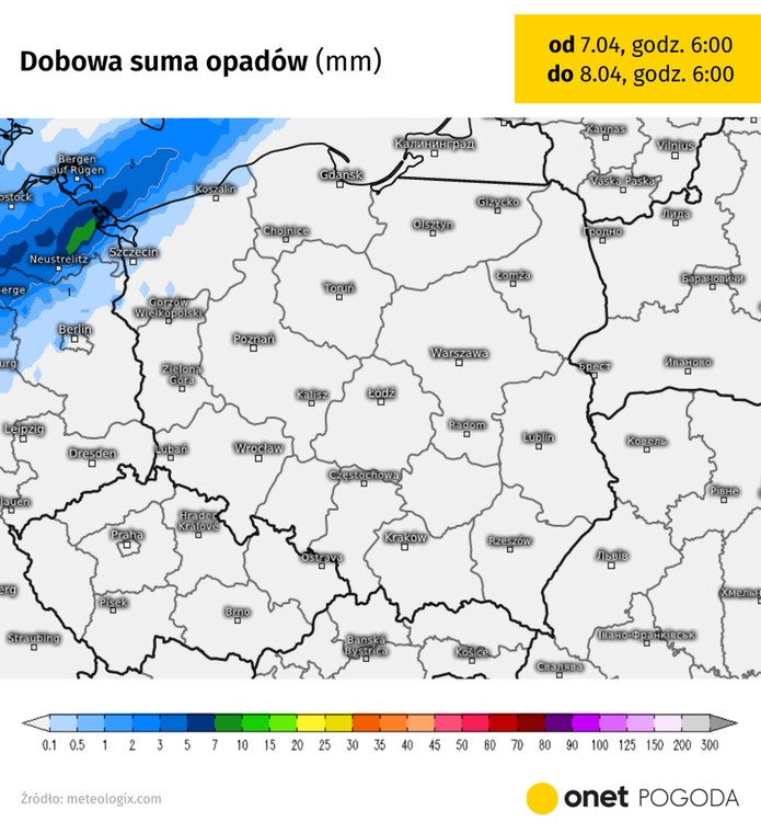 Dopiero w poniedziałek nad ranem na krańcach północno-zachodnich może symbolicznie pokropić