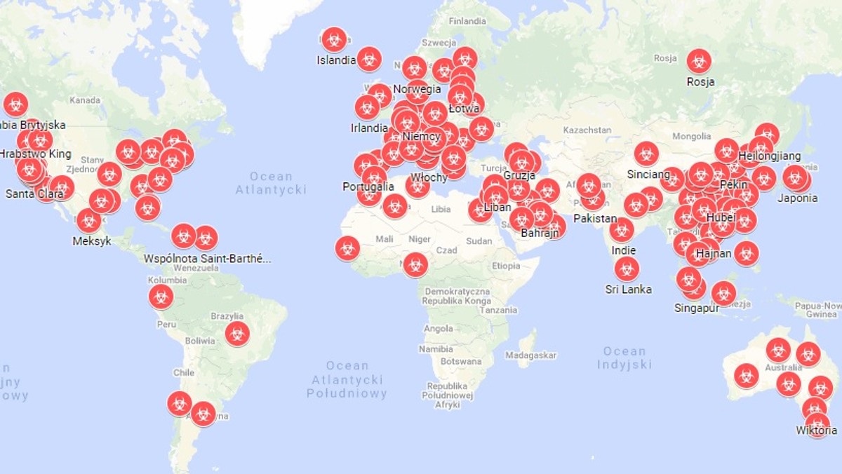 Koronawirus. Interaktywna mapa zasięgu wirusa