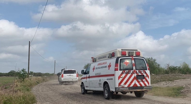 A Mexican Red Cross ambulance transports two Americans found alive after their abduction in Mexico last week, in Ejido Longoreno, on the outskirts of Matamoros, Mexico, Tuesday, March 7, 2023.Associated Press