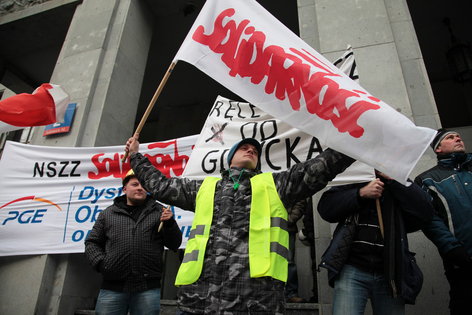 Warszawa: protest związkowców PGE