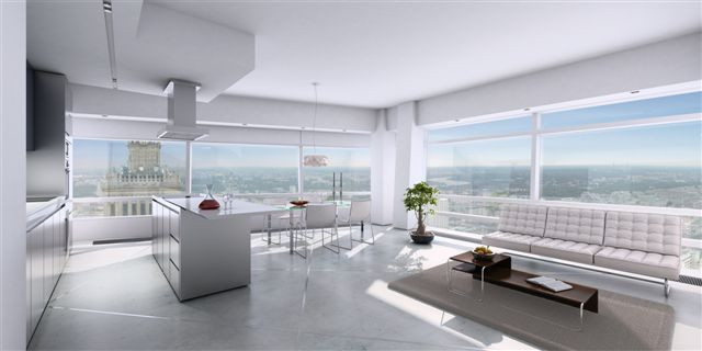 Złota44 - apartament - salon na 41 piętrze (2) - fot. materiały prasowe Orco Property Group