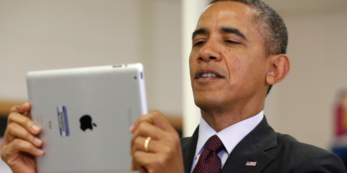 Barack Obama with an iPad.