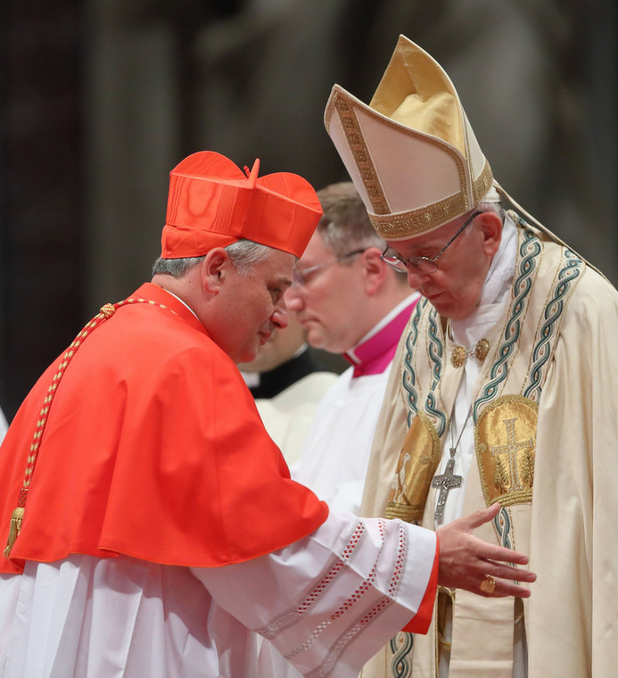 Kardynał Konrad Krajewski z Papieżem Franciszkiem, czerwiec 2018