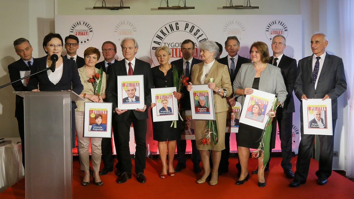 Urszula Augustyn, Robert Biedroń, Mariusz Antoni Kamiński, Cezary Olejniczak, Małgorzata Sekuła-Szmajdzińska, Krystyna Skowrońska, Krzysztof Szczerski, Robert Tyszkiewicz, Marek Wójcik i Stanisław Żelichowski zostali najlepszymi posłami w tegorocznym rankingu tygodnika "Polityka".