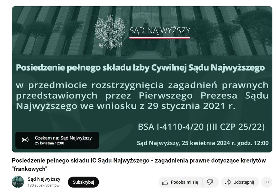 Rozprawa będzie transmitowana on-line