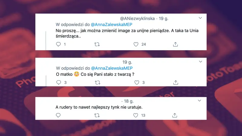 Komentarze pod nowym profilowym europosłanki / mat. własne Twitter