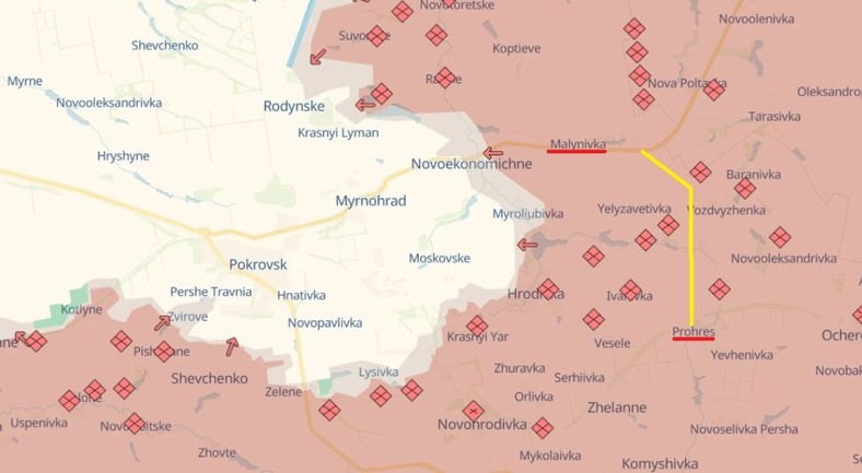 Atak miał miejsce na drodze pomiędzy wsiami Progresi Małyniwka