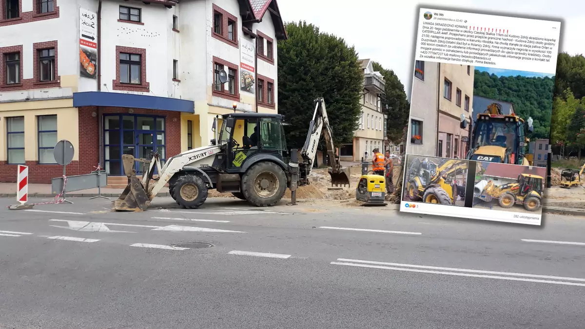 Ukradli koparkę za sto tysięcy i bezkarnie przekroczyli nią granicę (Screen: Facebook/WsWs)