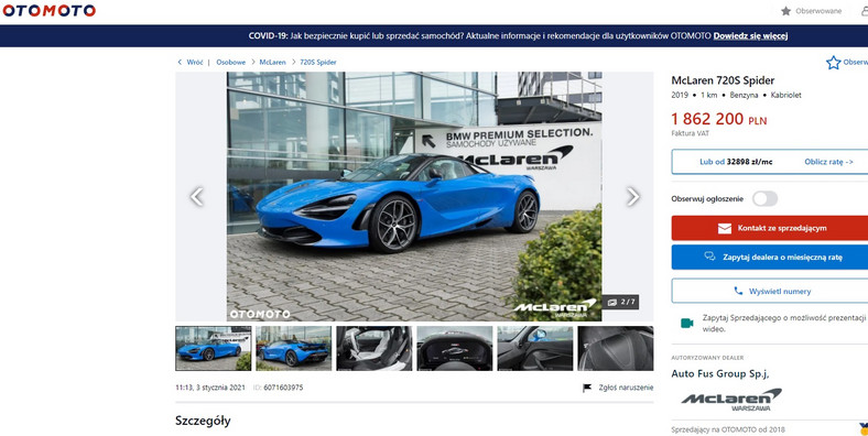 McLaren 720 S Spider – 1 862 200 zł