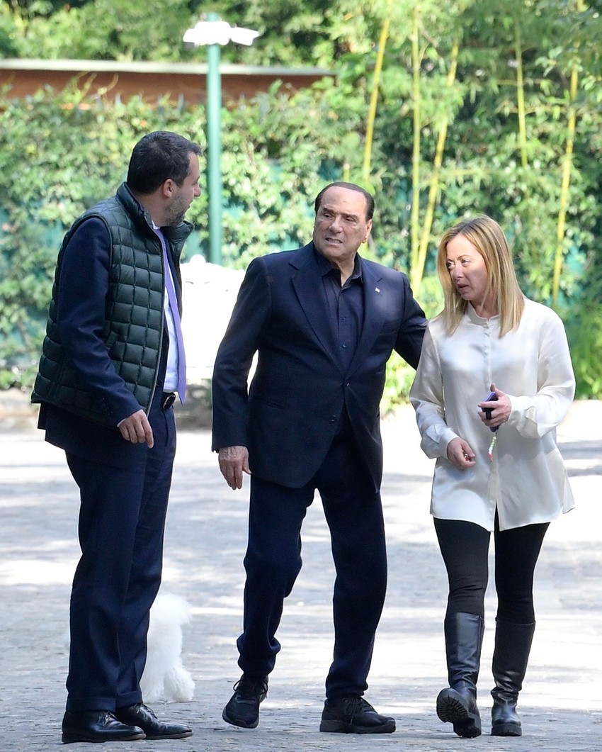 Mateo Salvini, Silvio Berluskoni i Đorđa Meloni u Rimu u oktobru 2021.