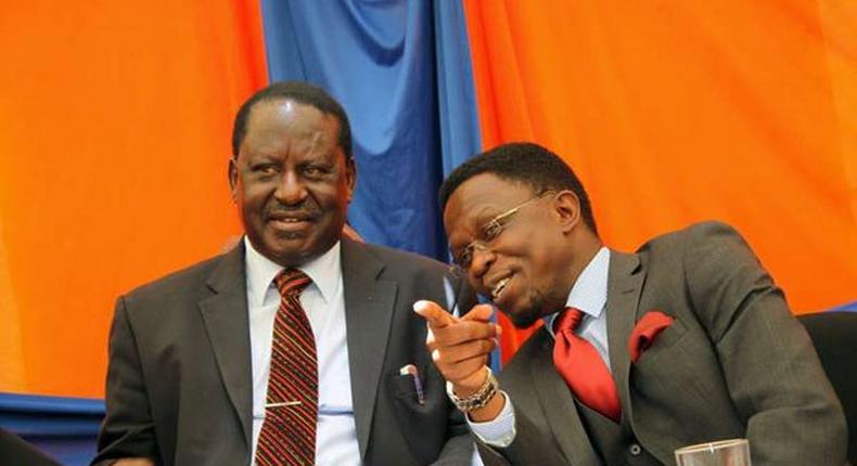 ODM leader Raila Odinga and Budalangi MP Ababu Namwamba 