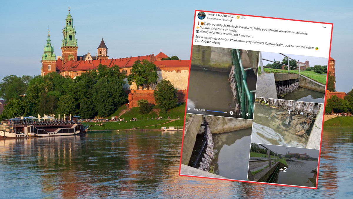 Ślady po zrzutach ścieków pod samym Wawelem w Krakowie