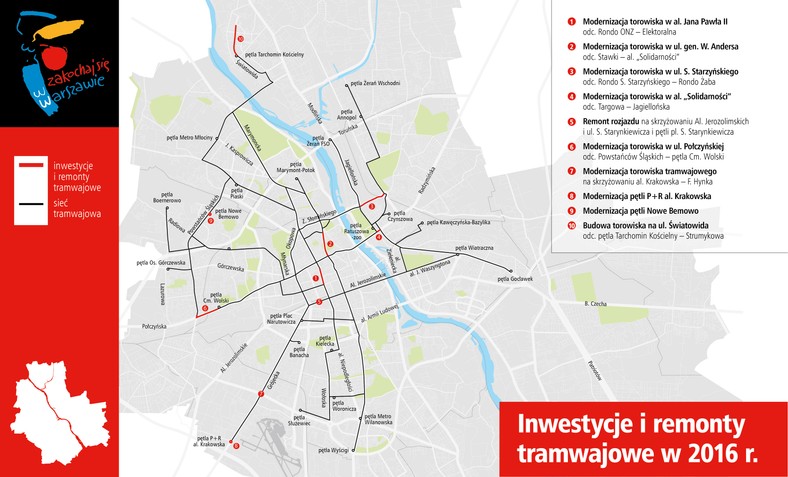 Planowane inwestycje i remonty tramwajowe w Warszawie