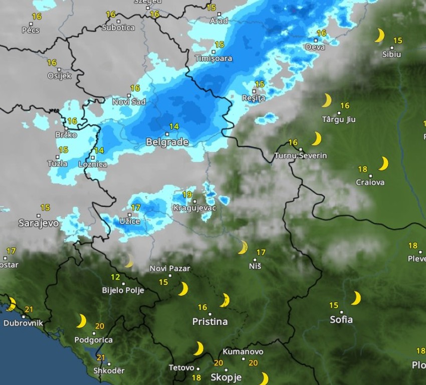 Nevreme u 1 sat posle ponoći stiže u Beograd