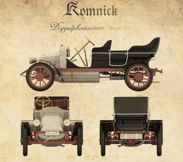 Samochód produkowany przez firmę Franza Komnicka w Elblągu